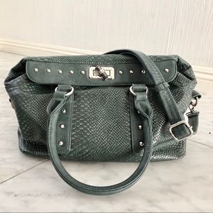 Hunter Green Snake Print Pattern Handbag